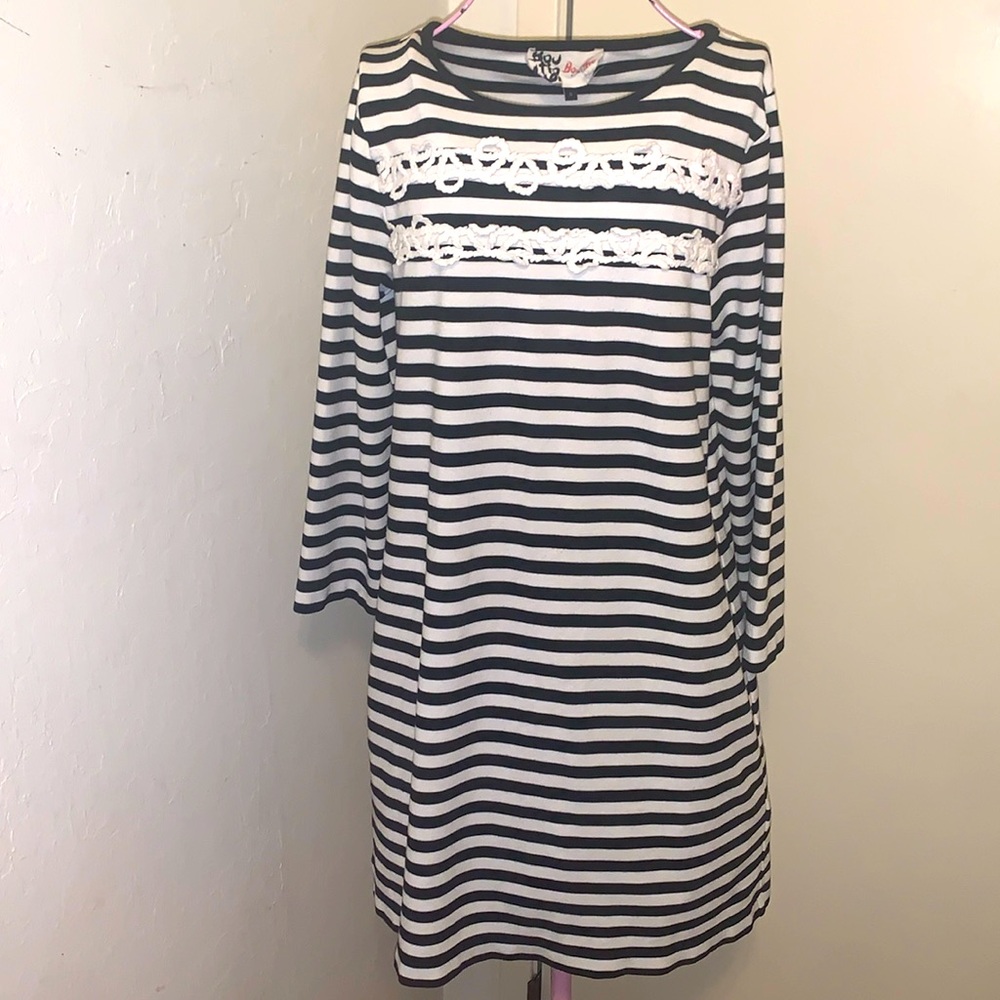 Boutique by Jaeger Women's Black/White Stripe Dress- Size: Small